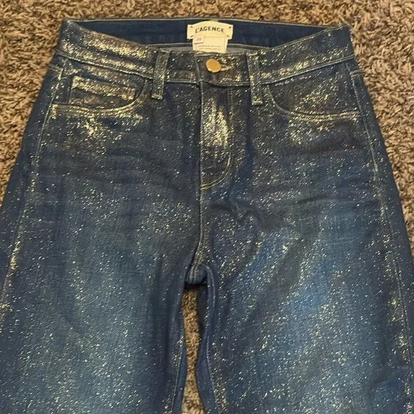 L’AGENCE El Matador Fremont women’s Glitter Coated skinny Jeans 23 NWOT - Picture 2 of 8